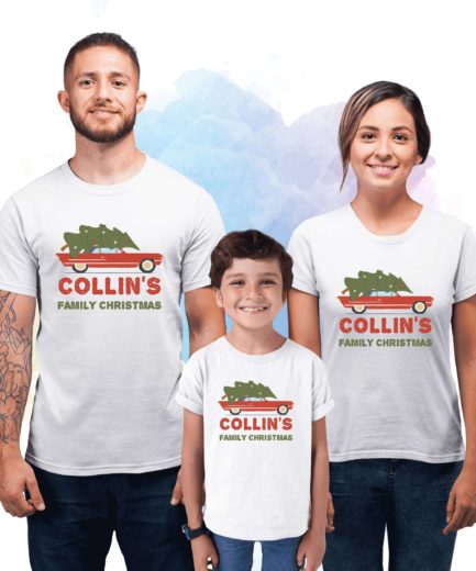 Custom Family Christmas Outfit, Tree on Car, Ugly Christmas Family Shirts