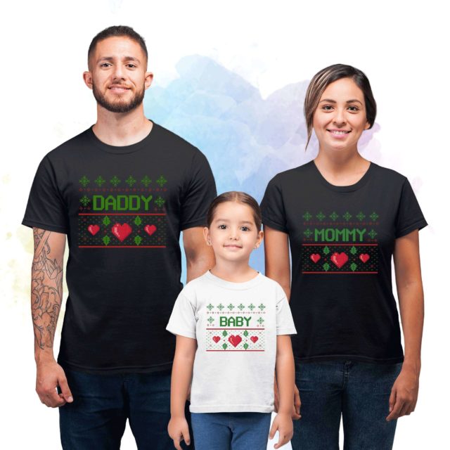 Ugly Christmas Family Shirts, Mommy Daddy Baby Matching Shirts