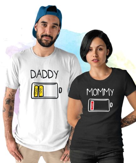 Mommy Daddy Battery Shirts, Mother and Father Shirts, Gift for Parents
