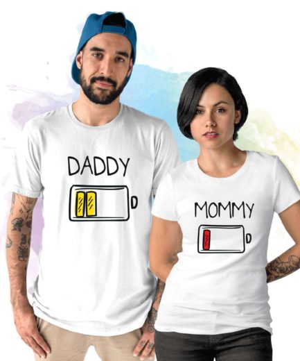 Mommy Daddy Battery Shirts, Mother and Father Shirts, Gift for Parents