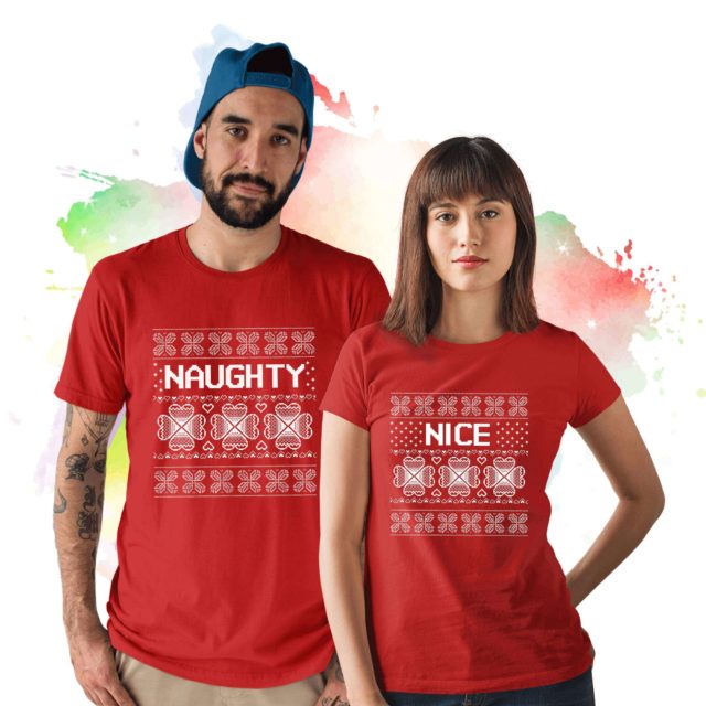 Naughty Nice Shirts, Christmas Couple Shirts, Gift Idea for Christmas