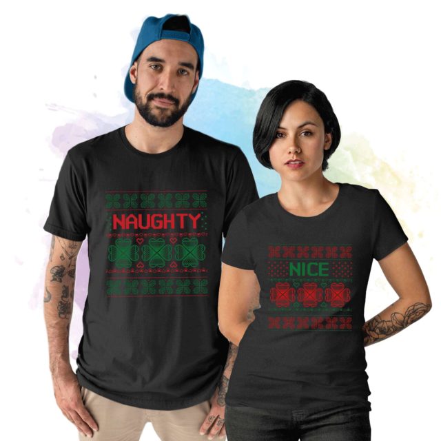 Naughty Nice Shirts, Christmas Couple Shirts, Gift Idea for Christmas