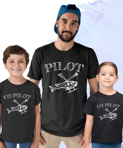 Pilot Co-Pilot Father Kid Shirts, Family Shirts, Matching shirts for Father's Day