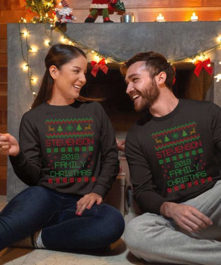 Custom Name Ugly Christmas Sweatshirts, Matching Couple Christmas