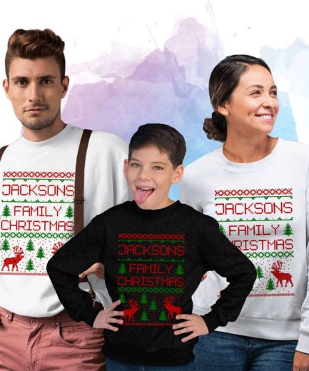 Custom Name Family Christmas, Personalized Family Sweatshirts