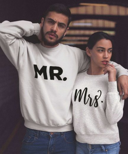 Just Married Couples Sweatshirts, Mr, Mrs, Matching Couple Sweatshirts
