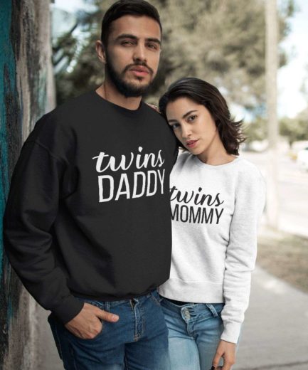 Twins Mommy Twins Daddy Sweatshirts, Couple Sweatshirts, Twins Sweatshirts
