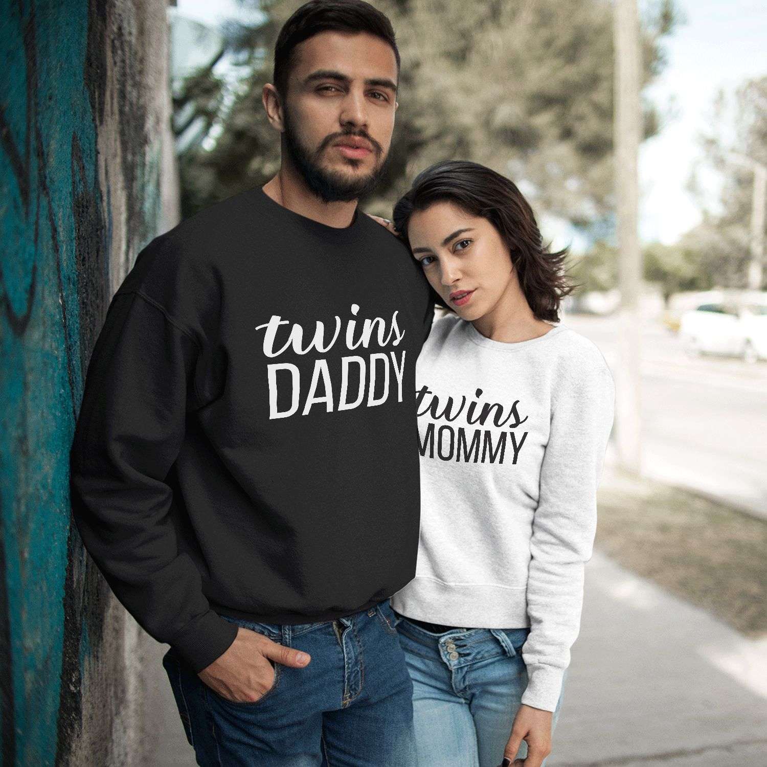 Twins Mommy, Twins Daddy, Couple Sweatshirts