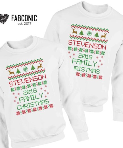 Custom Name Ugly Christmas Sweatshirts, Matching Couple Christmas
