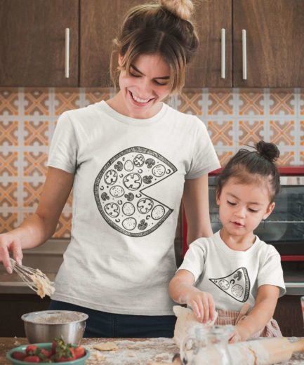 Pizza Mother and Kid Shirts, Matching Mother & Kid Shirts