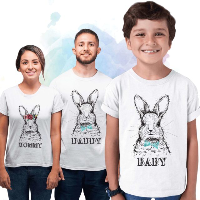 Bunny Family Shirts, Daddy Mommy Baby, Easter Family Shirts
