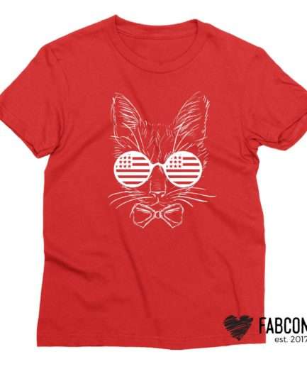 Funny 4th of July Shirt, Cat American Flag Glasses, 4th of July Shirt