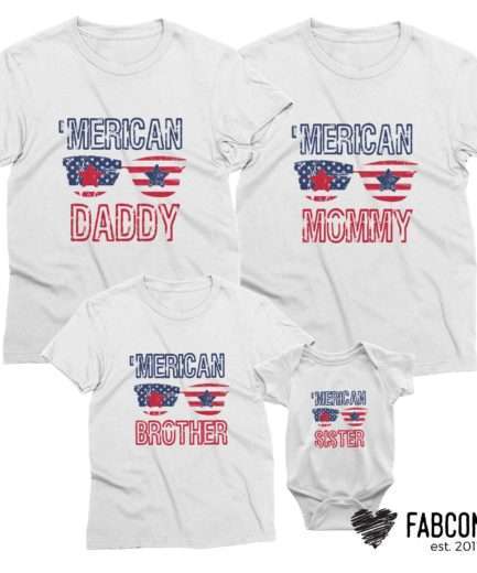 Merican Mommy Daddy Baby Shirts, 4th of July Shirts, Family Shirts