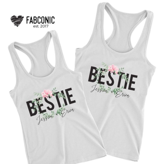 Custom Bestie Tank Tops, Gift for Bestie, Personalized Names, Tank Tops