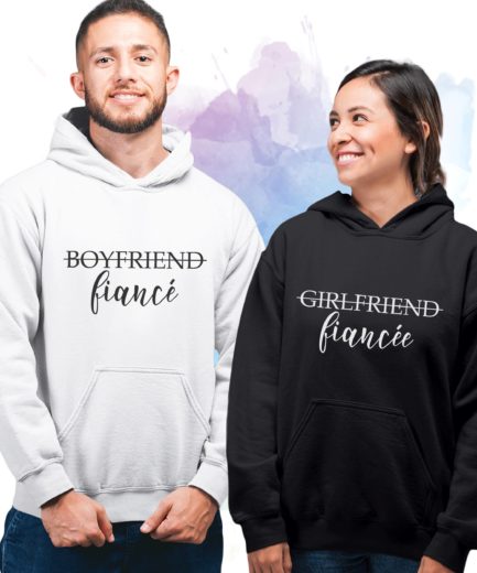 Boyfriend Fiance Girlfriend Fiancee Hoodies, Matching Couple Hoodies