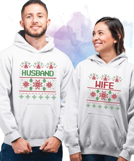 Husband Wife Couple Christmas Hoodies, Matching Couples Hoodie, Christmas Couples