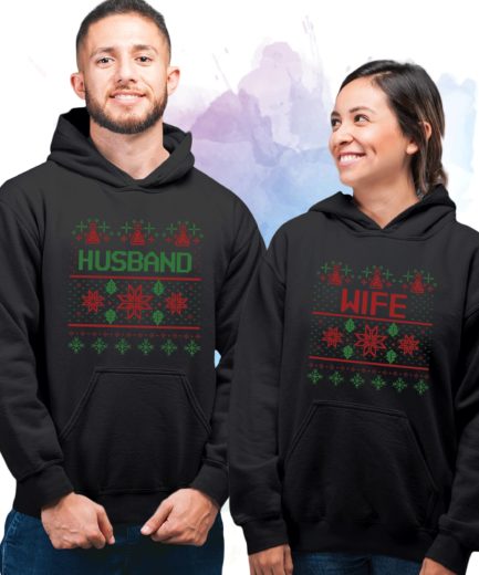 Husband Wife Couple Christmas Hoodies, Matching Couples Hoodie, Christmas Couples