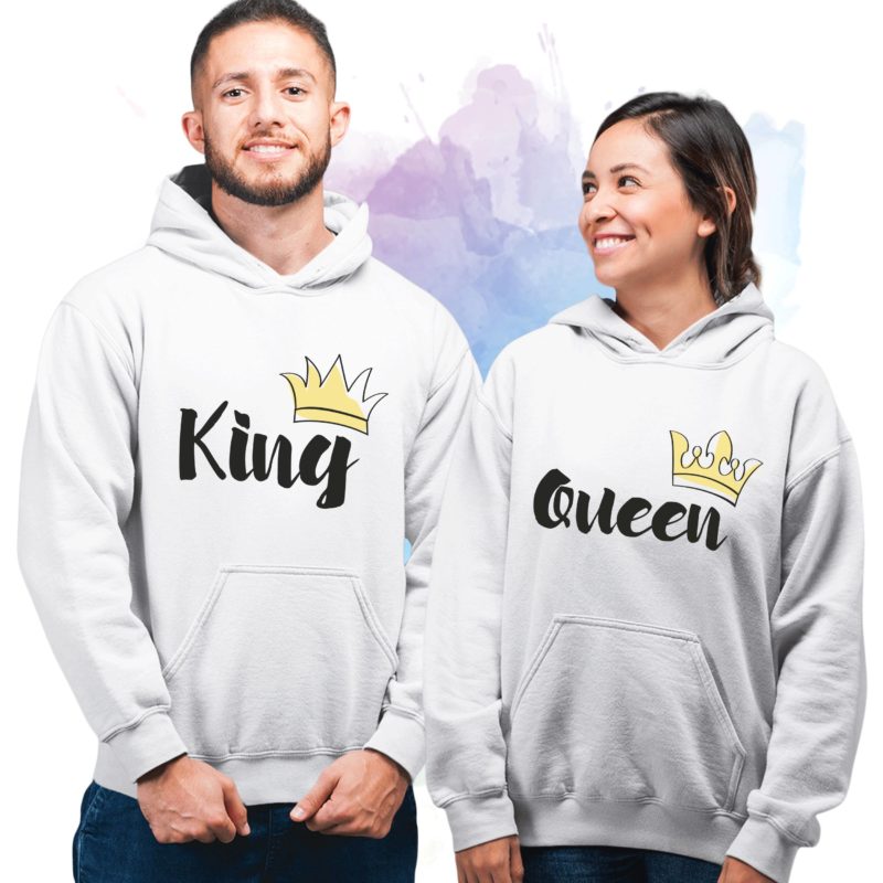 chant Troende Tal højt King Queen Matching Hoodies, King Queen Crowns, Couple Matching Hoodies