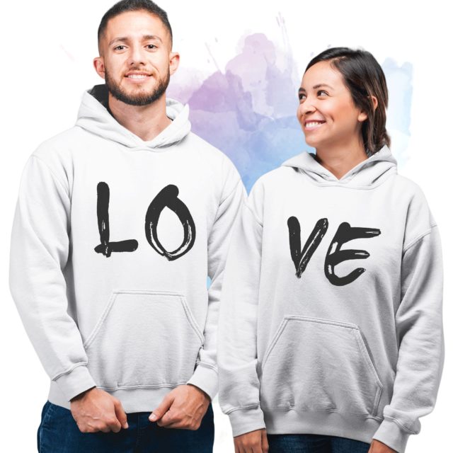 LOVE Matching Couple Hoodies, His Hers Hoodies, Anniversary Hoodies