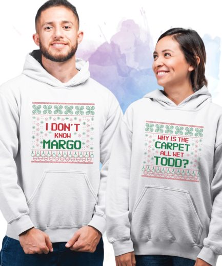Margo Todd Funny Christmas Hoodies, Why is the Carpet All Wet, Couple Hoodies