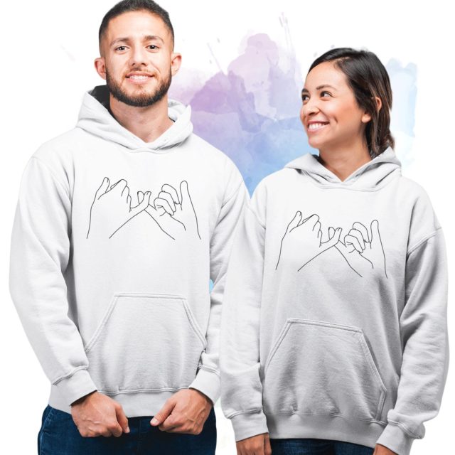Pinky Promise Couple Hoodies, Matching Hoodie for Couples, His Hers Hoodies