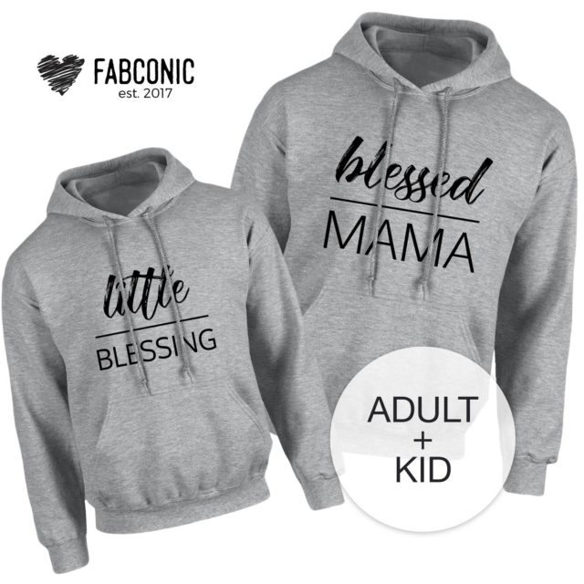 Thanksgiving Family Hoodie, Blessed Mama and Little Blessing, Family Hoodies