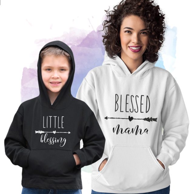 Mommy Baby Hoodies, Blessed Mama, Little Blessing, Family Hoodies