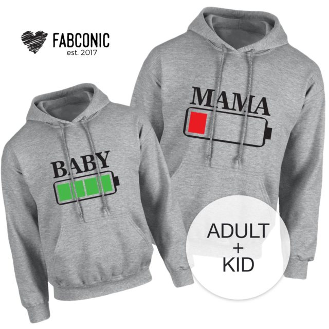 Mother Son Hoodies, Battery Full, Battery Empty, Family Hoodies