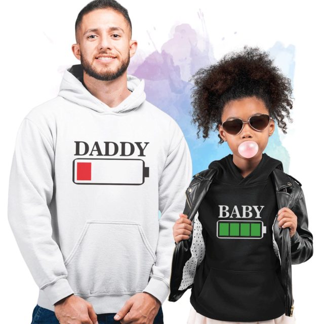 Father Son Hoodies, Battery Full Battery Empty, Daddy Baby, Family Hoodies