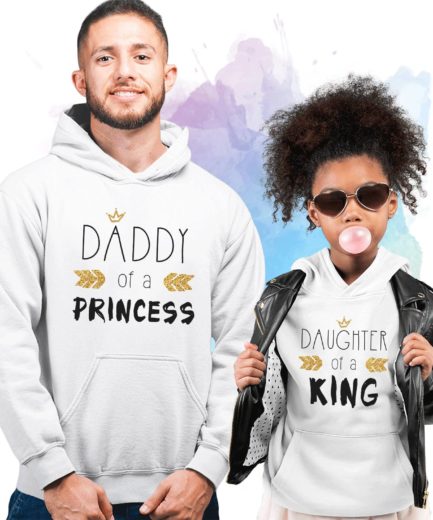 Daddy Daughter Matching Hoodies, Daddy of a Princess, Daughter of a King, Family Hoodies
