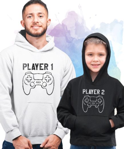 Player 1 Player 2 Family Hoodies, Matching Father Son Hoodies