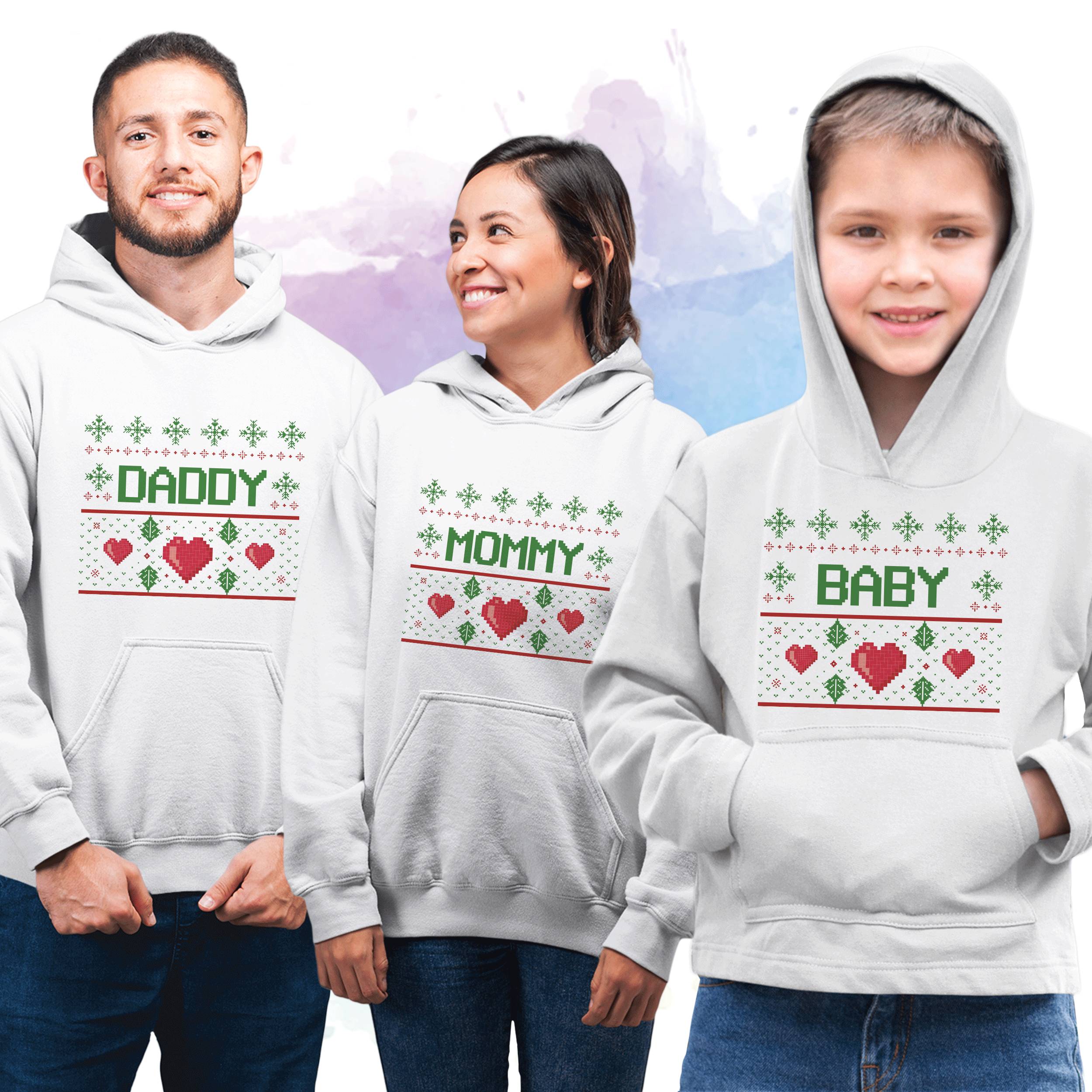 Mommy Daddy Baby Family Christmas Hoodies