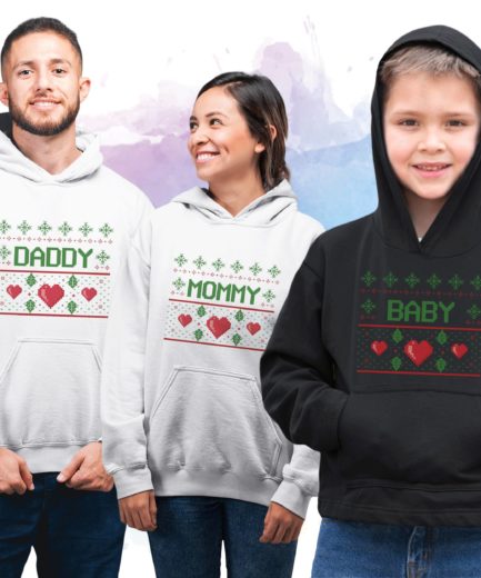 Mommy Daddy Baby Christmas Hoodie, Family Christmas Hoodies