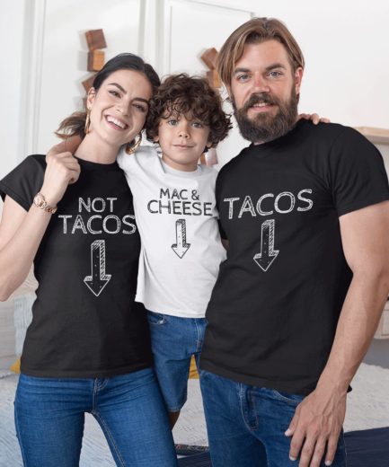 Funny Pregnancy Announcement Shirts, Tacos, Not Tacos, Mac & Cheese