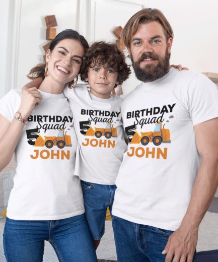 Personalized Birthday Boy Shirts, Birthday Squad, Bulldozer, Family Shirts