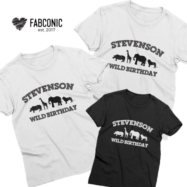 Birthday Family Shirts, Custom Name Wild Birthday, Animals, Family Shirts