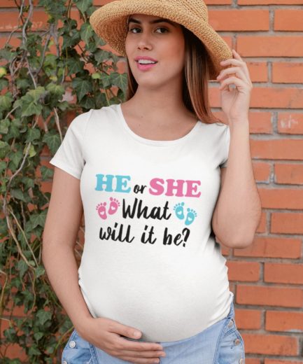 Gender Reveal Shirts, He or She What Will It Be, Pregnancy Announcement Shirt