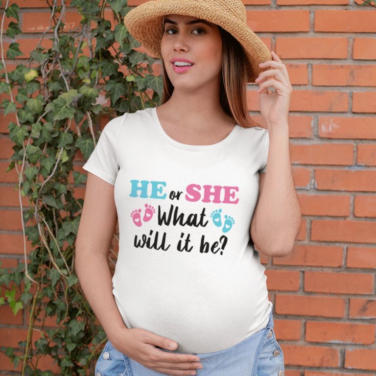 Gender Reveal Shirts, He or She What Will It Be, Pregnancy Announcement ...