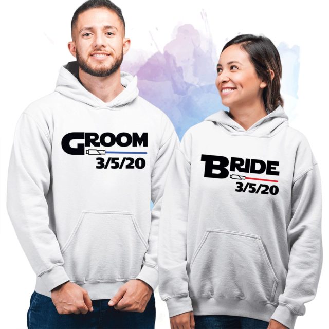 Bride Groom Couple Hoodies, Lightsaber Hoodie, Matching Couple Hoodies