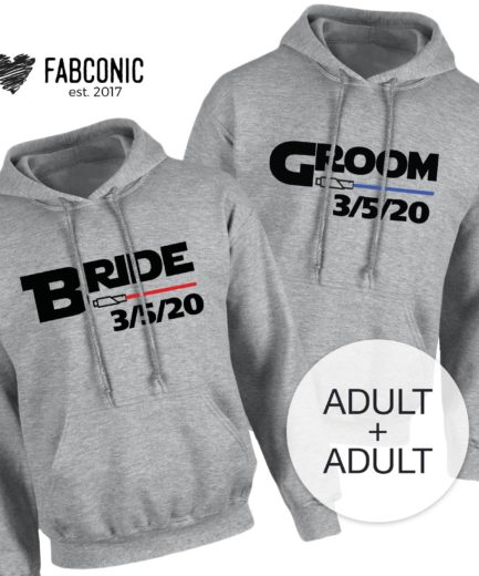 Bride Groom Couple Hoodies, Lightsaber Hoodie, Matching Couple Hoodies