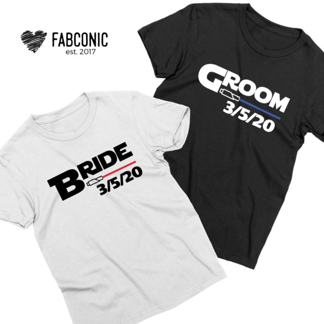 Bride Groom Funny Shirts, Lightsaber Shirts, Matching Couple Shirts