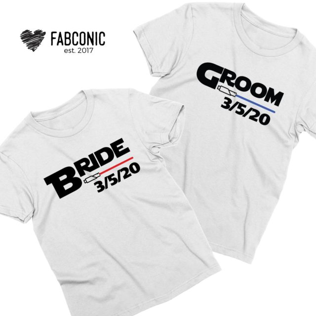 Bride Groom Funny Shirts, Lightsaber Shirts, Matching Couple Shirts