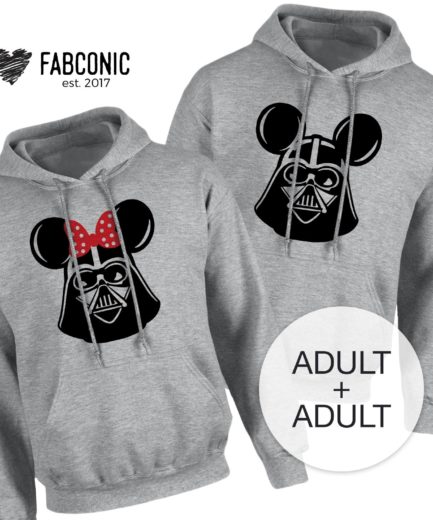 Mickey Minnie Jedi Heads Hoodies, Couple Hoodies, Matching Hoodies for Couples